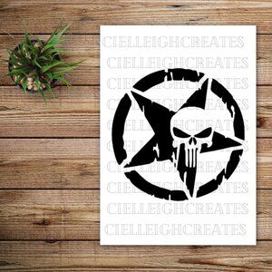 *2 for $20* Punisher vinyl decal Sticker Handcrafted Skull Star